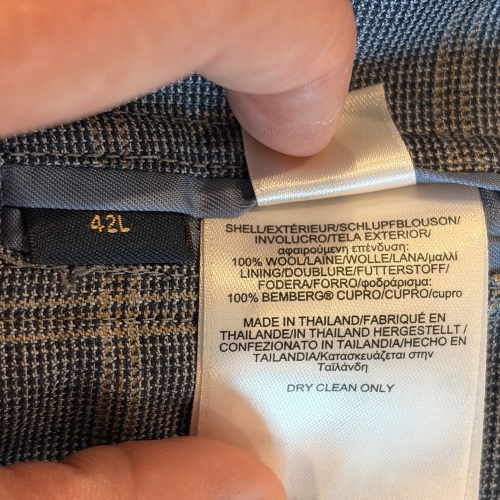 Brooks Brothers BrooksCool Madison Fit 42L Sport Coat Windowpane Gray Summer - Picture 8 of 16